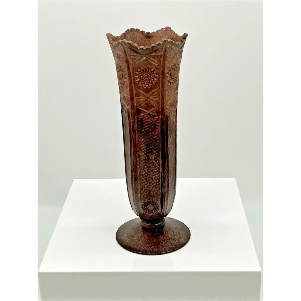 Vtg. Regaline Vase Sunburst Starburst Cross Hatch Flower‎ USA MCM Grannycore